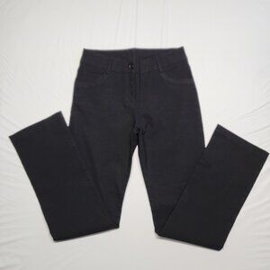 Rhapsodielle Womens Pants Stretch Size Medium Straight Leg Pockets Black 29 X 31